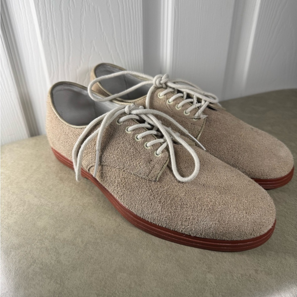 Vans Beige Suede Sneakers with Red-Brown Sole